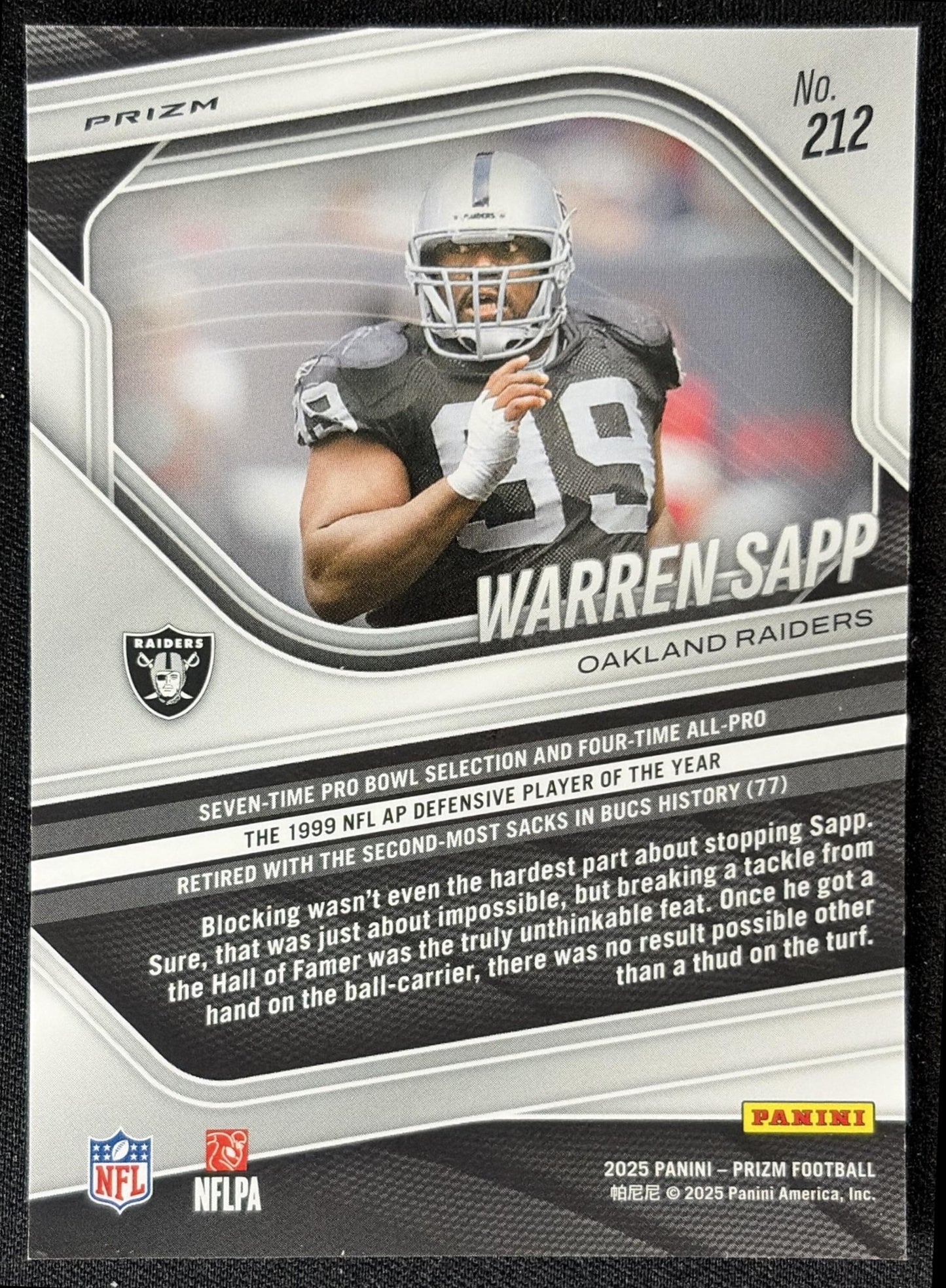 Warren Sapp 2025 Panini Prizm Green Ice Raiders