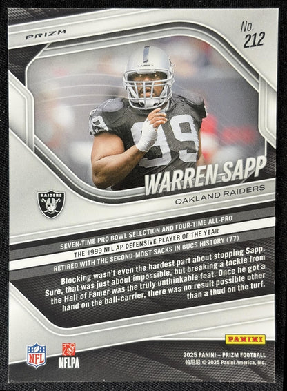 Warren Sapp 2025 Panini Prizm Green Ice Raiders