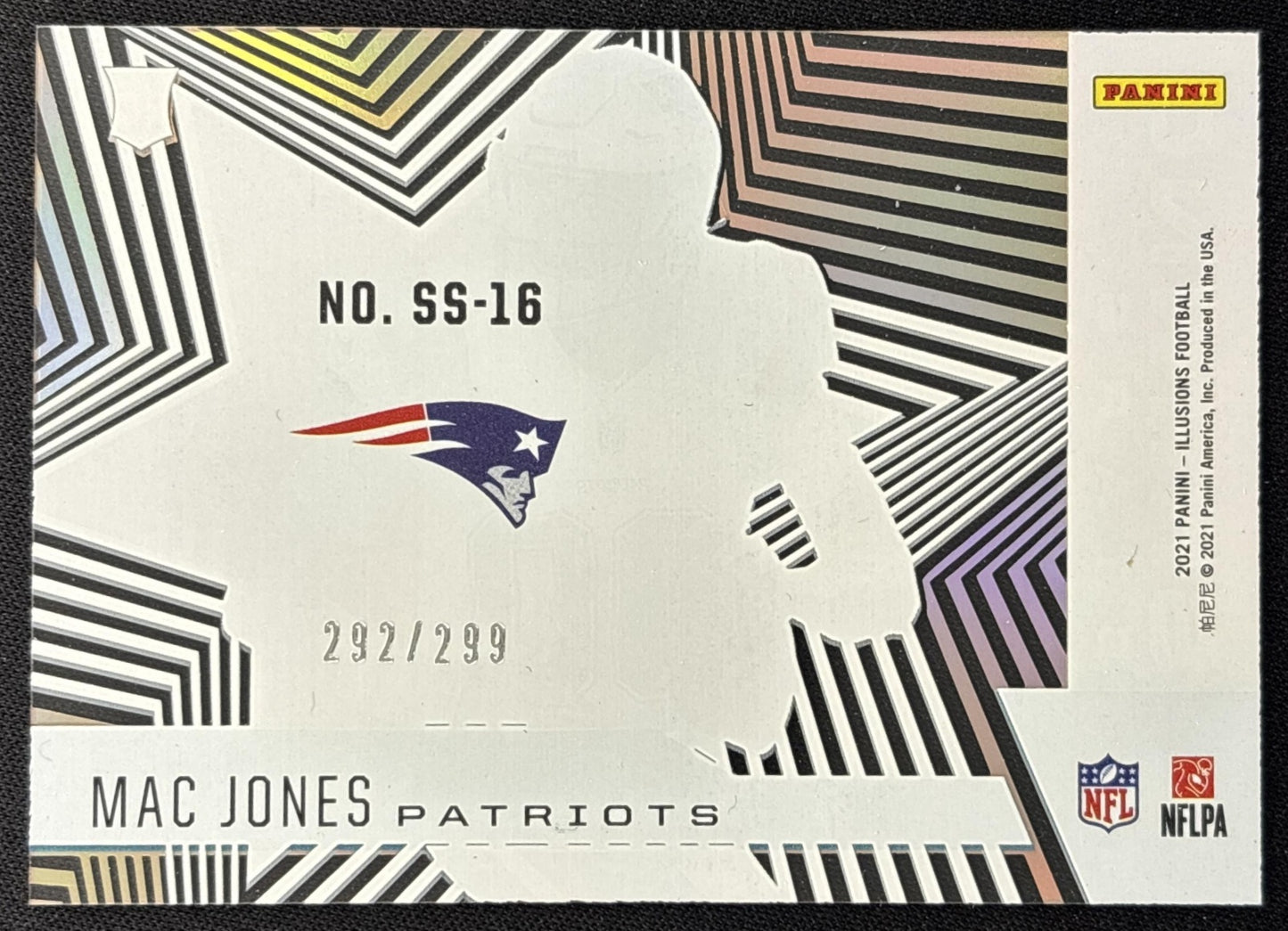 Mac Jones 2021 Panini Illusions Shining Stars Light Blue /299 Patriots back