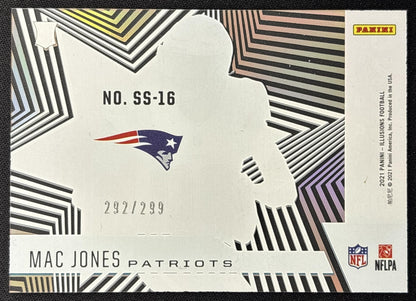 Mac Jones 2021 Panini Illusions Shining Stars Light Blue /299 Patriots back