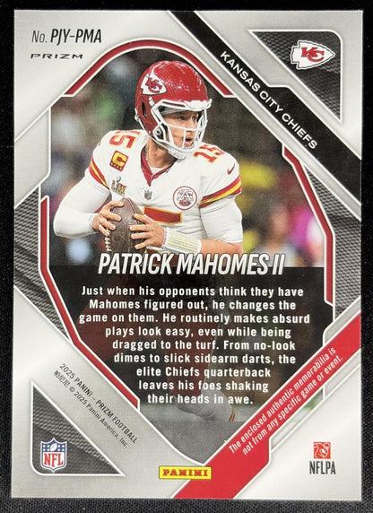 Patrick Mahomes II 2025 Panini Prizm Premier Jerseys Neon Green Pulsar Chiefs back