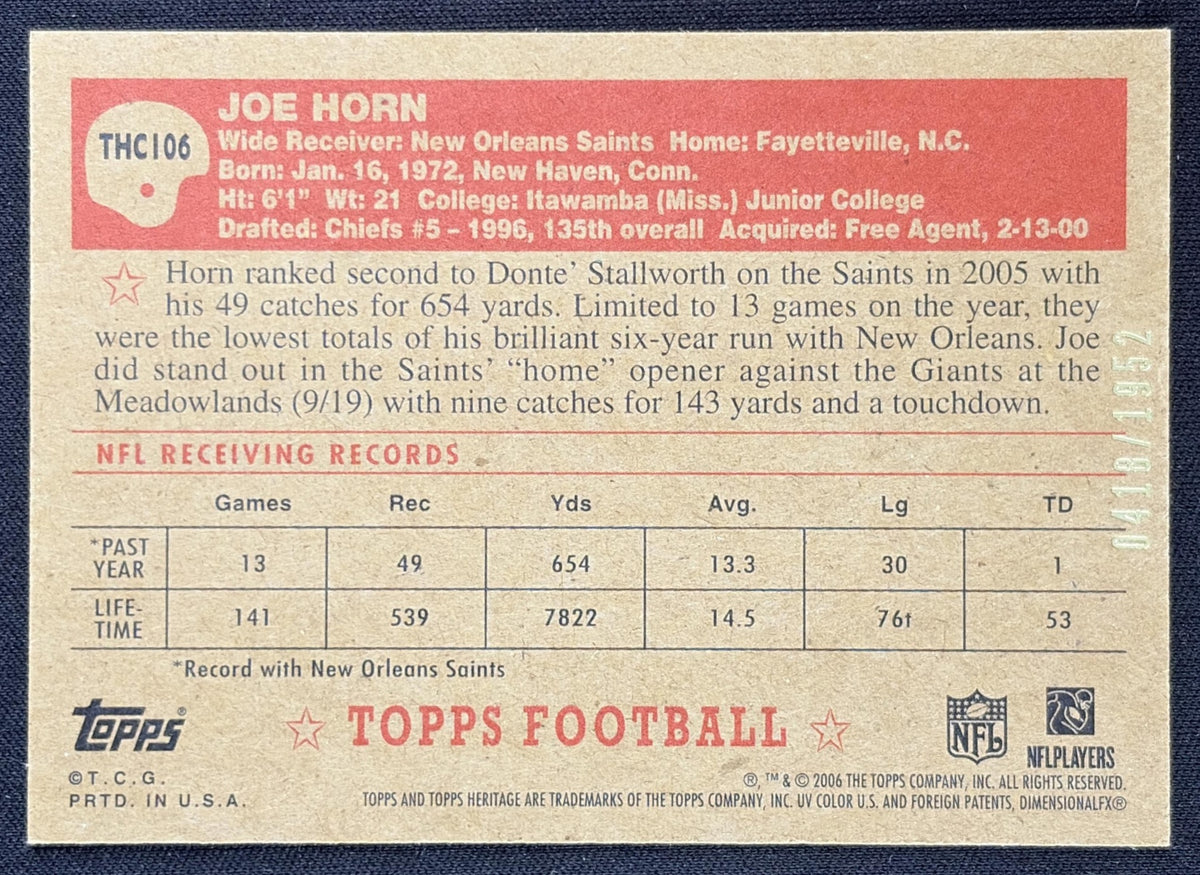 Joe Horn 2006 Topps Heritage Chrome /1952 Saints