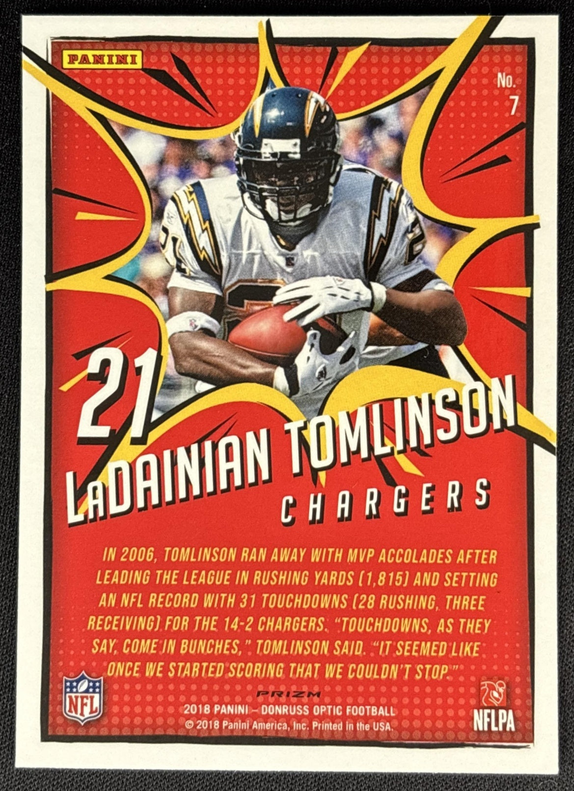 LaDainian Tomlinson 2018 Panini Donruss Optic MVP Sports Trading Cards