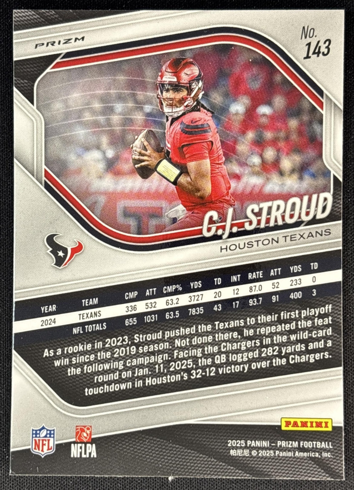 C.J. Stroud 2025 Panini Prizm Neon Green Pulsar Texans