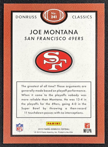 Joe Montana 2015 Panini Donruss Press Proof Silver /25 49ers Sports Trading Card