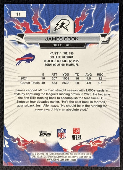 James Cook 2025 Topps Resurgence Bills Buffalo Bills back