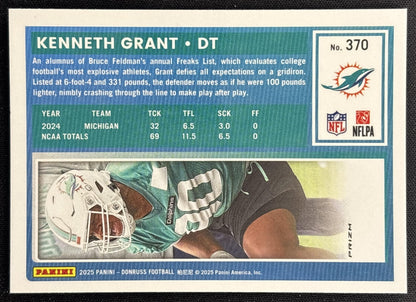Kenneth Grant 2025 Panini Donruss Optic Rated Rookie Preview Pink Dolphins - Back