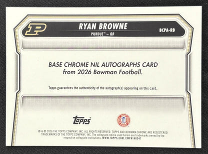 Ryan Browne 2026 Bowman Chrome Prospect Auto Boilermakers