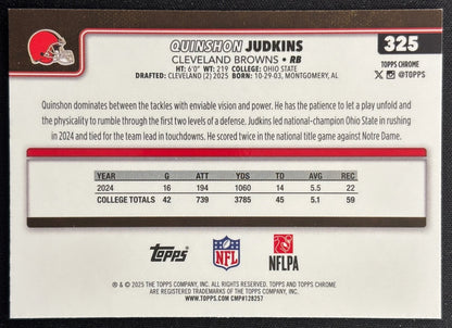 Quinshon Judkins 2025 Topps Chrome Rookie Browns Sports Trading Cards