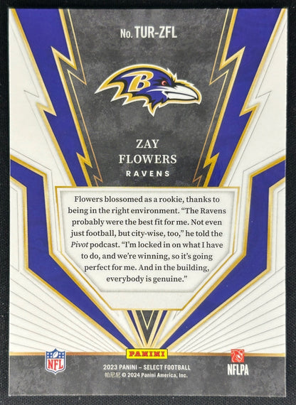 Zay Flowers 2023 Panini Select Turbocharged Ravens Sports Trading Cards