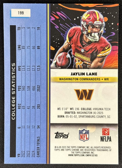 Jaylin Lane 2025 Topps Cosmic Chrome Commanders
