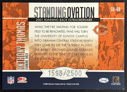 Anthony Thomas 2002 Leaf Rookies & Stars Standing Ovation /2500 Bears back