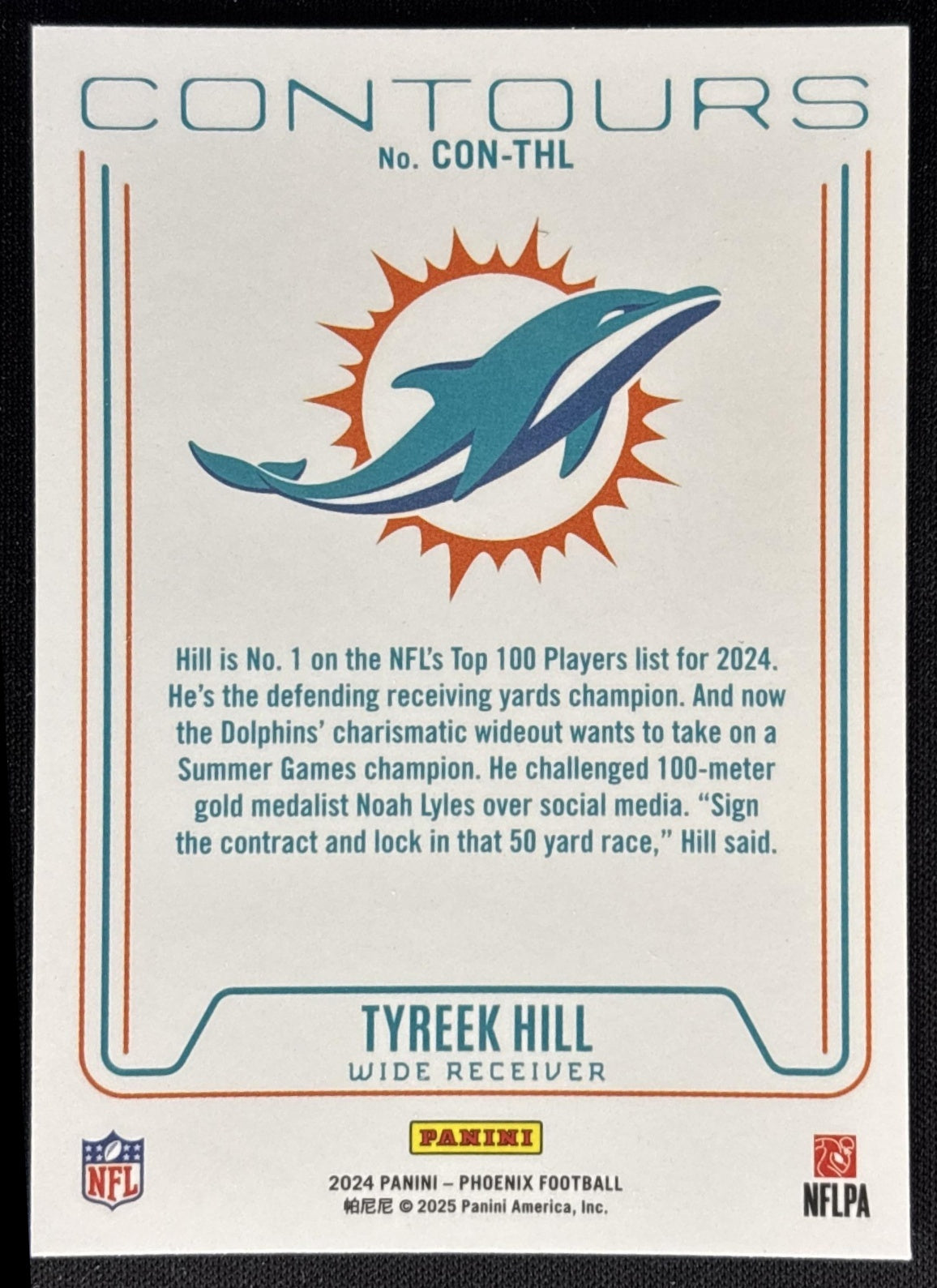 Tyreek Hill 2024 Panini Phoenix Contours Dolphins Sports Trading Card