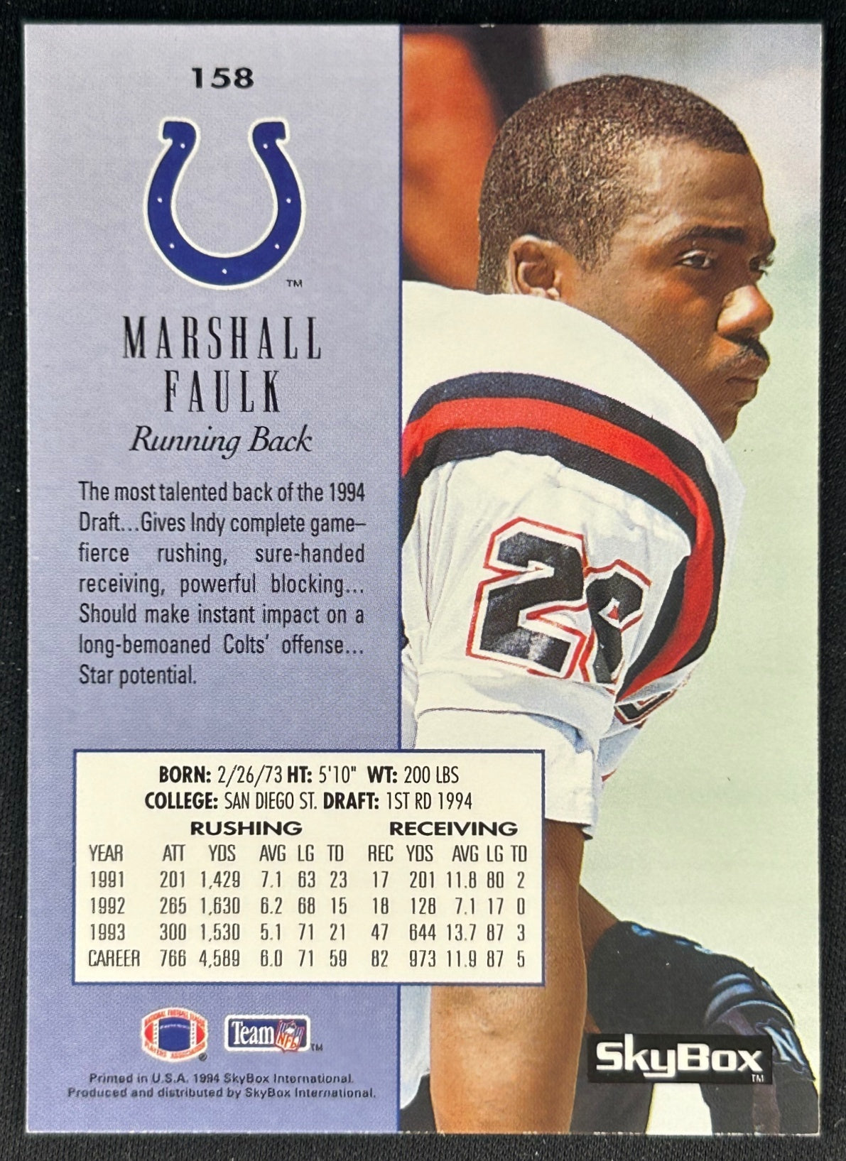 Marshall Faulk 1994 Premium Colts Sports Trading Cards