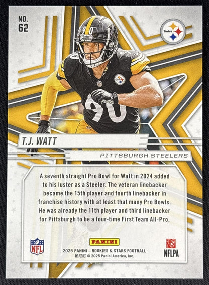 T.J. Watt 2025 Panini Rookies & Stars Purple /999 Steelers back