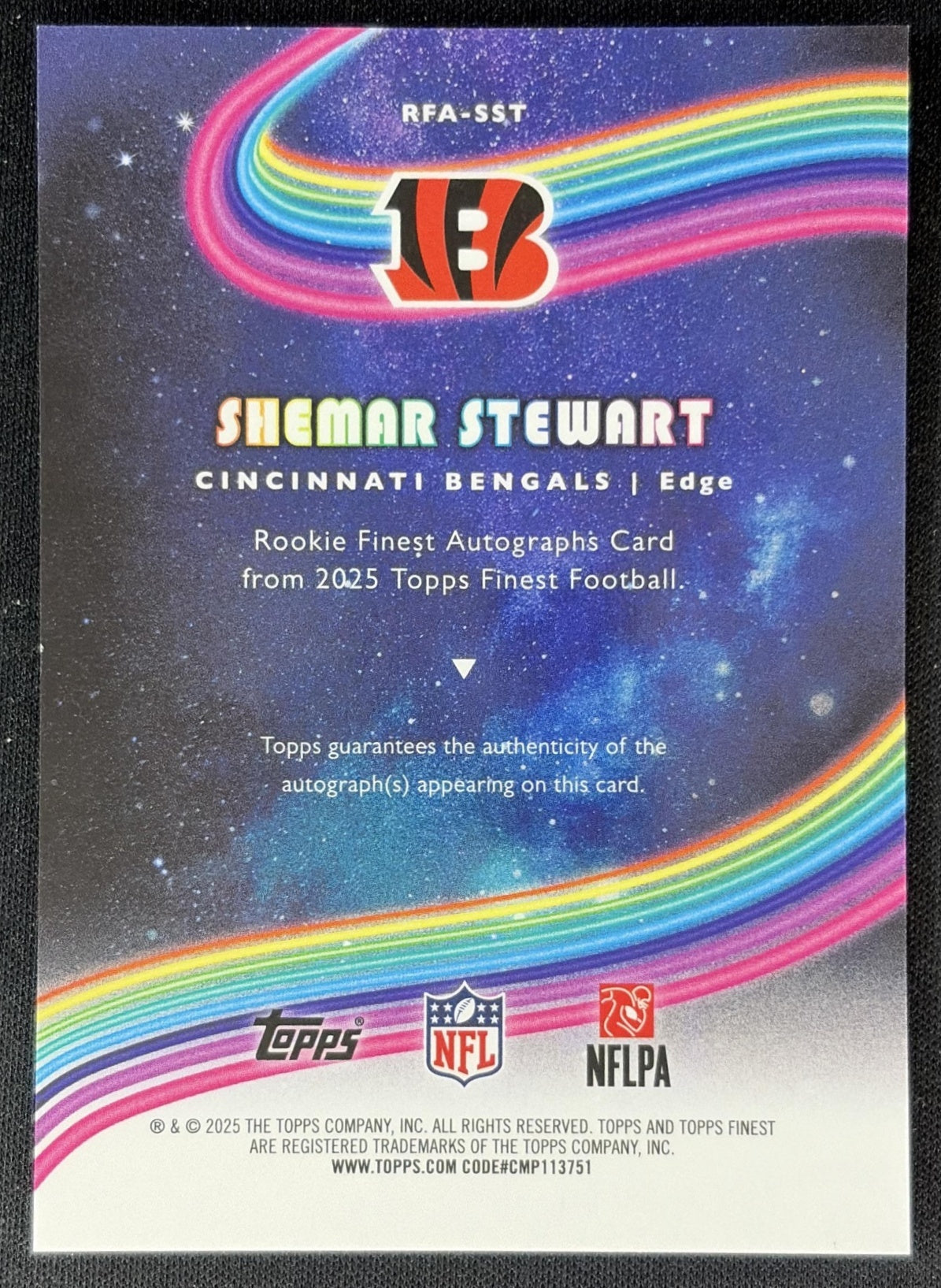 Shemar Stewart 2025 Topps Finest Rookie Auto Bengals Football
