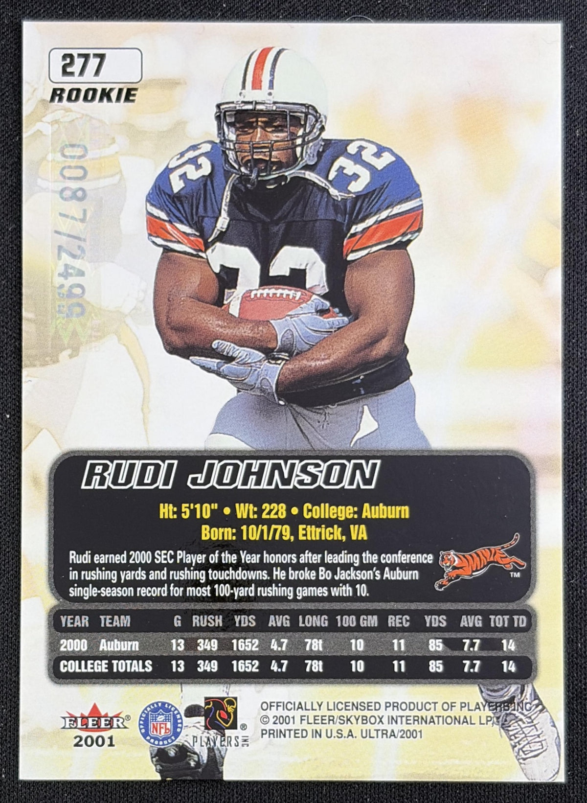Rudi Johnson 2001 Fleer Ultra /2499 Bengals