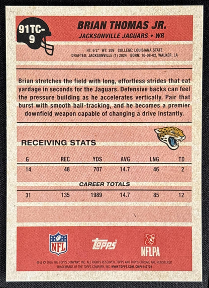 Brian Thomas Jr. 2026 Topps 1991 Chrome Mojo Refractor Jaguars