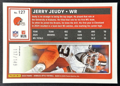 Jerry Jeudy 2025 Panini Donruss Optic Red Prizm /149 Browns back