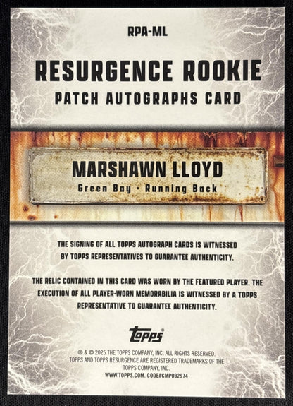 MarShawn Lloyd 2024 Topps Resurgence Rookie Patch Auto Packers