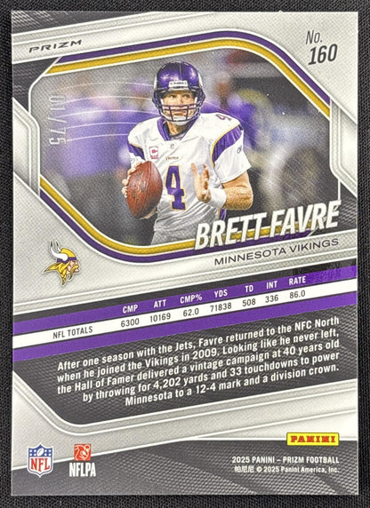 Brett Favre 2025 Panini Prizm No Huddle Purple /75 Vikings