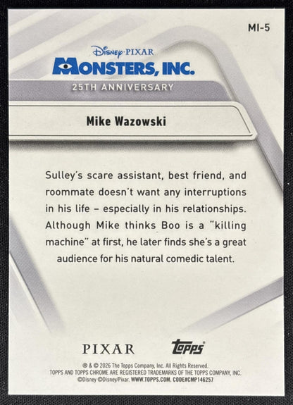 Mike Wazowski 2026 Topps Chrome Disney Monsters, Inc. 25th Anniversary back