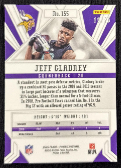 Jeff Gladney 2020 Panini Phoenix Green /25 Vikings