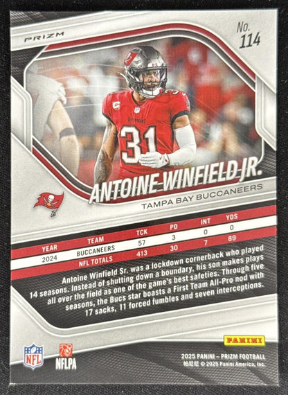 Antoine Winfield Jr. 2025 Panini Prizm Red White & Blue Buccaneers Tampa Bay Buccaneers Sports Trading Card