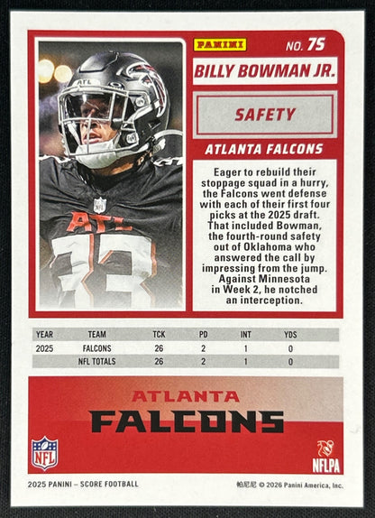 Billy Bowman Jr. 2025 Score Purple Rookie Falcons Sports Trading Card