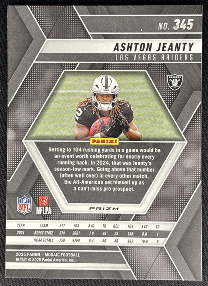 *Damaged* Ashton Jeanty 2025 Panini Mosaic Rookies No Huddle Silver Prizm Raiders Sports Trading Cards