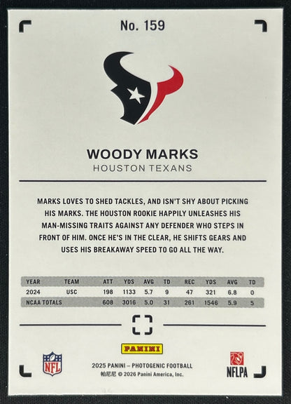 Woody Marks 2025 PhotoGenic Rookies Texans Sports Trading Cards