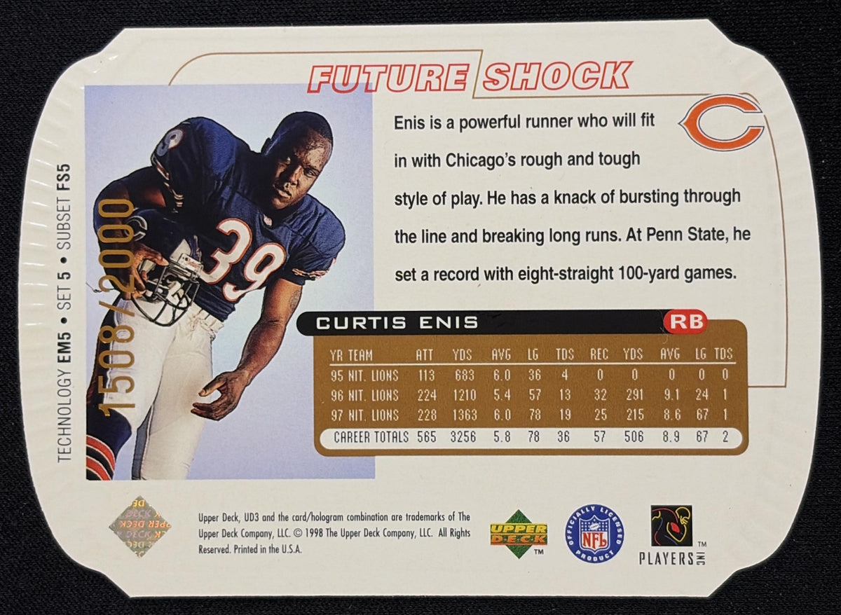 Curtis Enis 1998 Upper Deck UD3 Die Cuts /2000 Bears - back