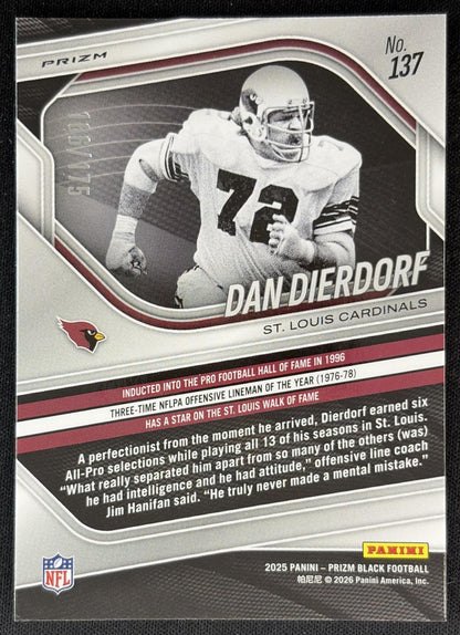 Dan Dierdorf 2025 Panini Prizm Black White /175 Cardinals Back