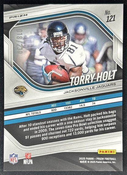 Torry Holt 2025 Panini Prizm Blue Wave /230 Jaguars Back