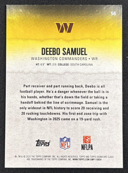 Deebo Samuel 2025 Topps Signature Class Chrome Veteran Green Refractor /150 Commanders