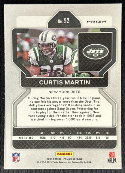 Curtis Martin 2021 Panini Prizm Light Blue Jets Sports Trading Cards