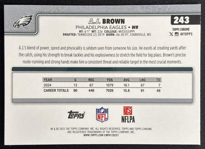 A.J. Brown 2025 Topps Chrome Green Lava Refractor /99 Eagles Patriots Sports Trading Cards
