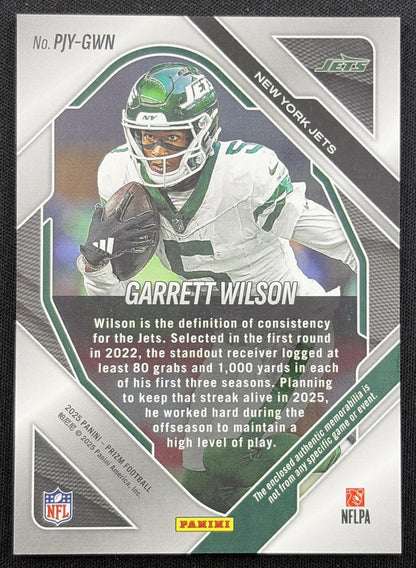 Garrett Wilson 2025 Panini Prizm Premier Jerseys Pink Jets