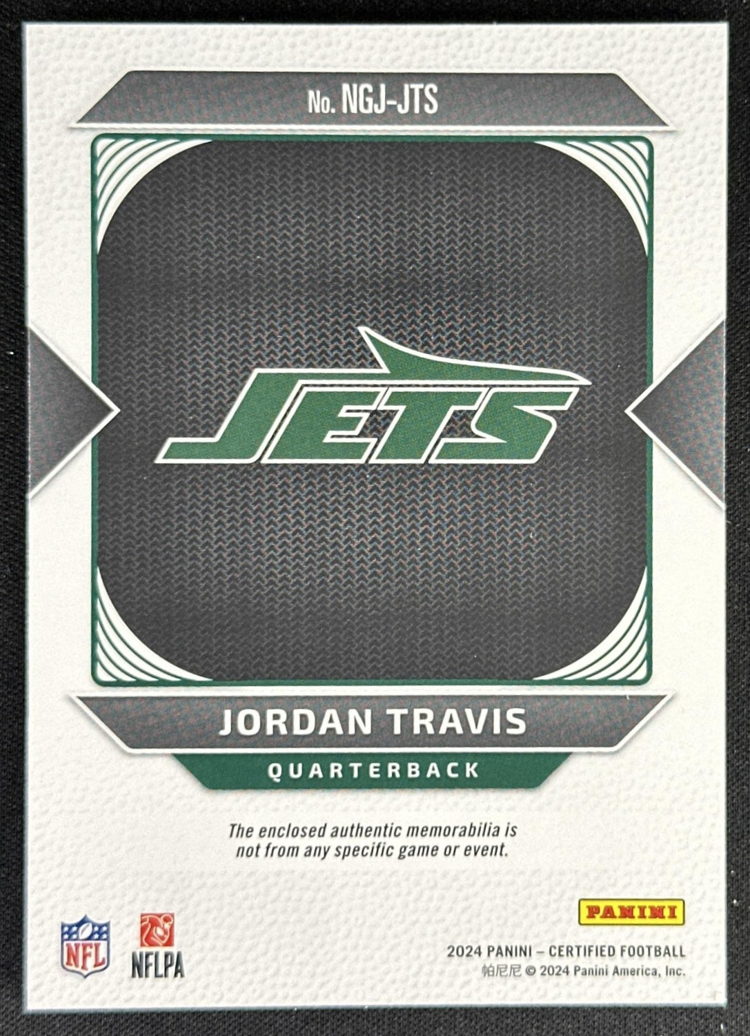 Jordan Travis 2024 Panini Certified New Generation Jerseys Mirror Pink /299 Jets