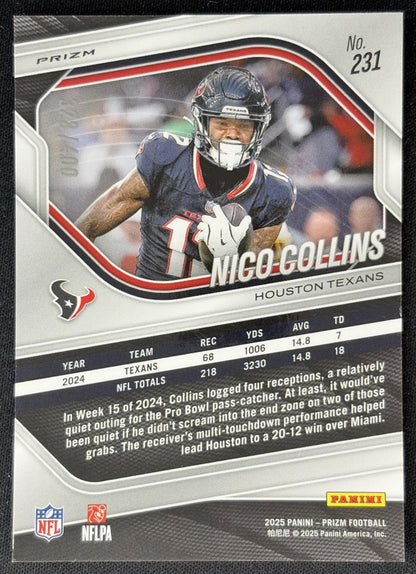 Nico Collins 2025 Panini Prizm Pandora /400 Texans Sports Trading Cards