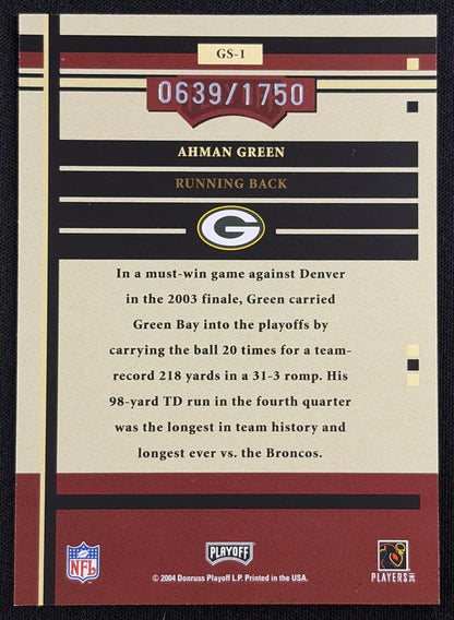 Ahman Green 2004 Playoff Contenders Playoff Honors Game Day /1750 Packers - Back