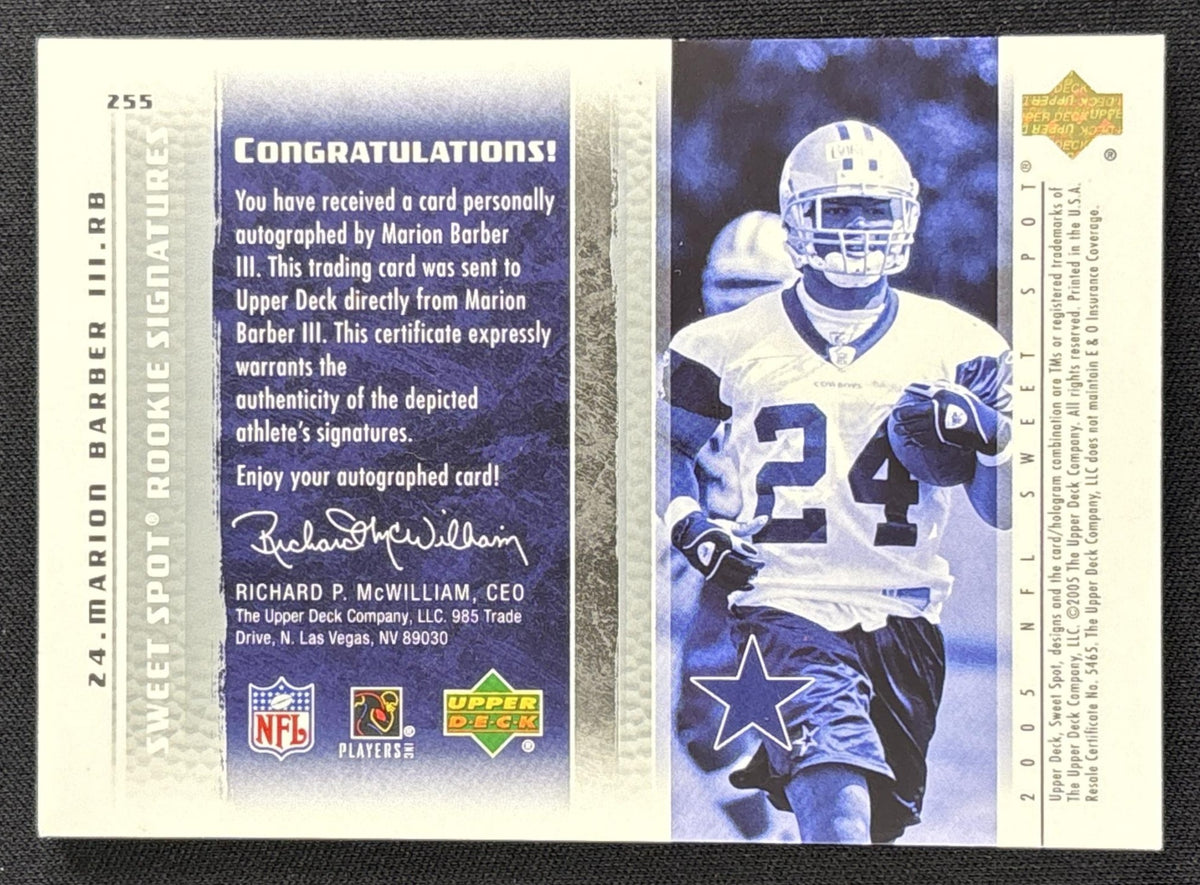 Marion Barber 2005 Upper Deck Sweet Spot Auto /650 Cowboys