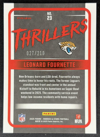 Leonard Fournette 2025 Panini Rookies & Stars Thrillers Pandora /210 Jaguars back