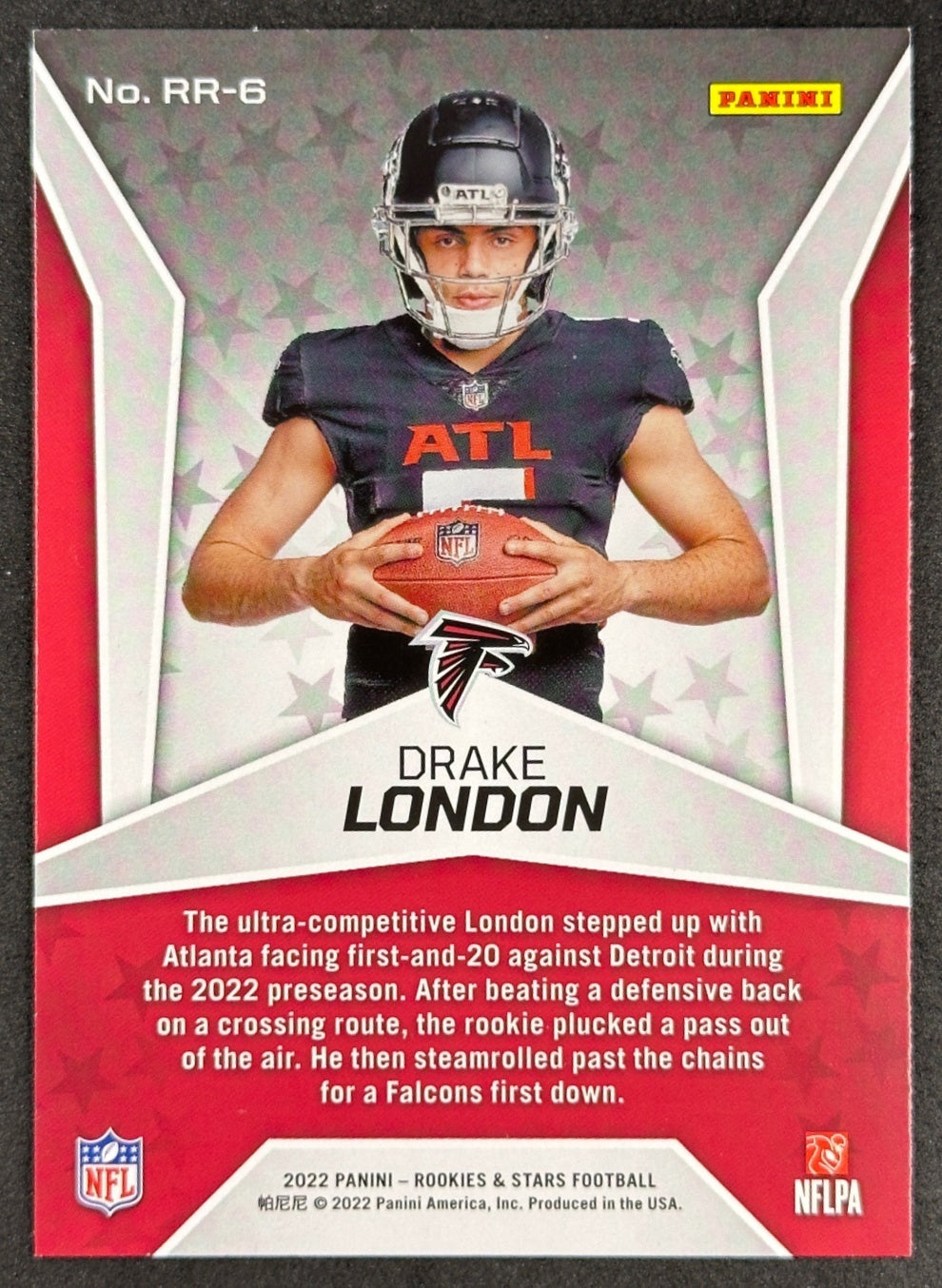 Drake London 2022 Rookies & Stars Rookie Rush Falcons Sports Trading Card