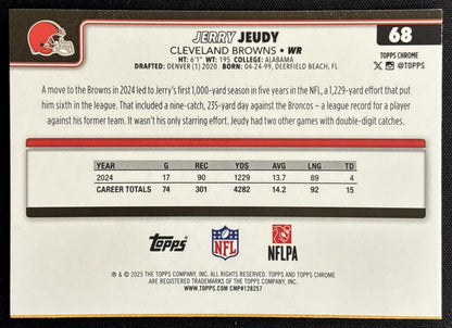 Jerry Jeudy 2025 Topps Chrome Pink Wave Refractor /250 Browns Sports Trading Cards