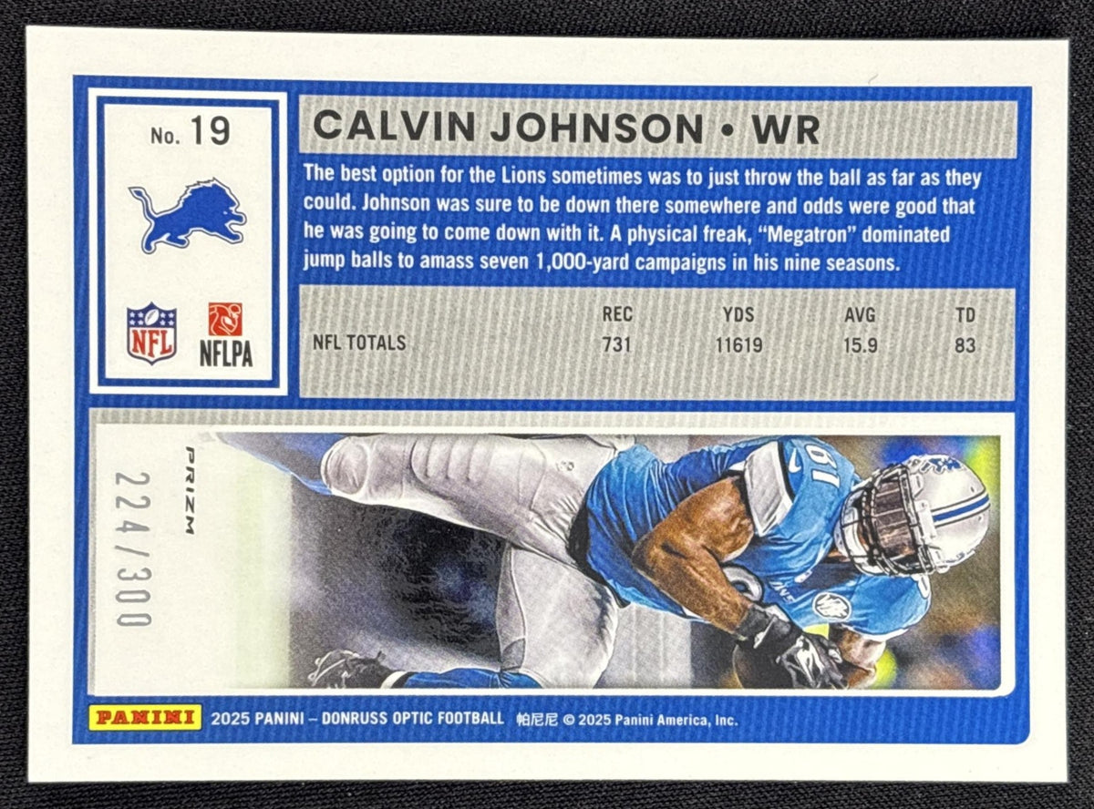 Calvin Johnson 2025 Panini Donruss Optic Wave Prizm /300 Lions