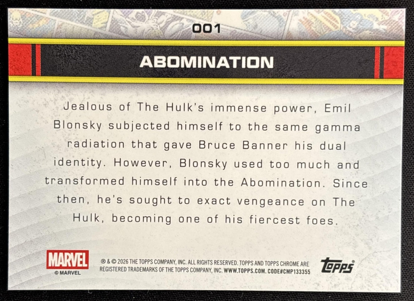 Abomination 2026 Topps Chrome Marvel Comics