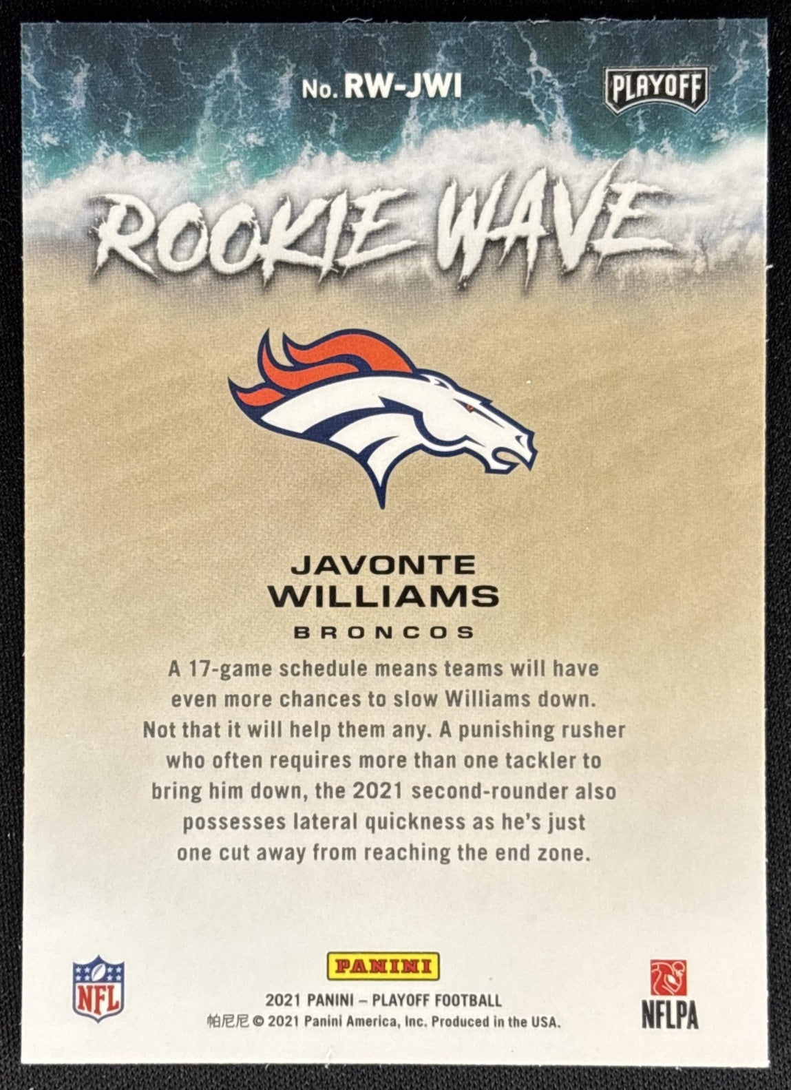 Javonte Williams 2021 Panini Playoff Rookie Wave Broncos