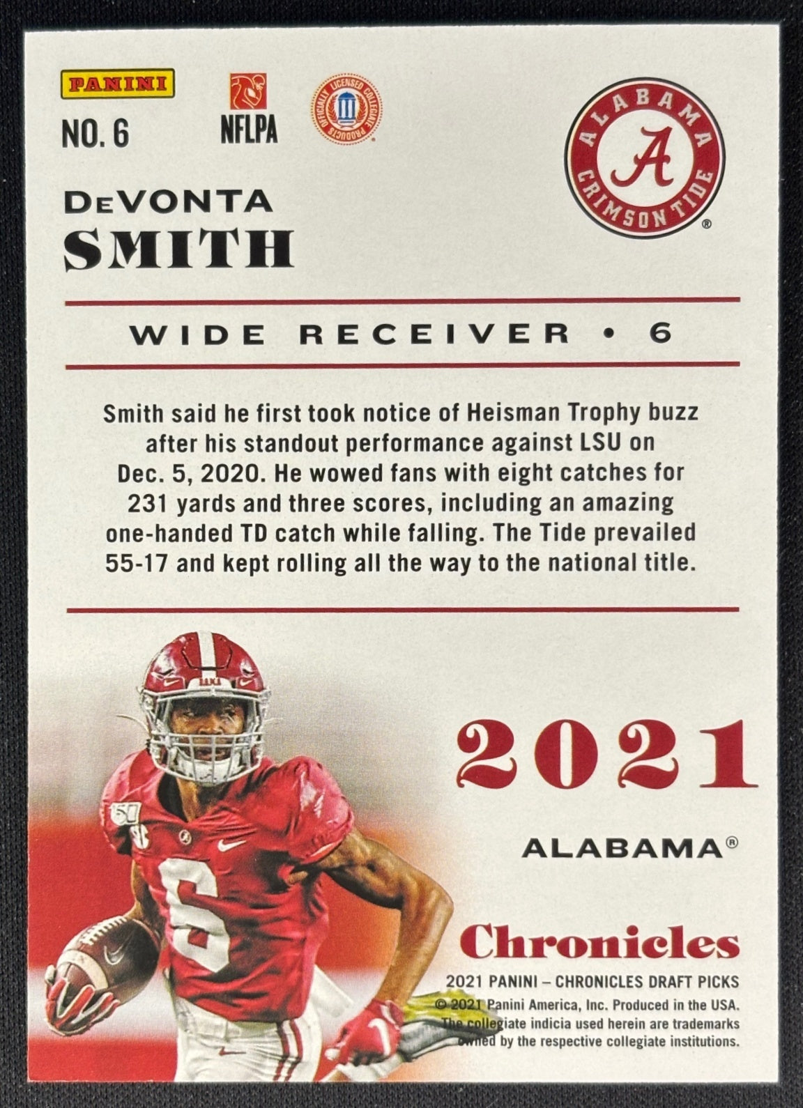 DeVonta Smith 2021 Chronicles Draft Picks Red /149 Crimson Tide