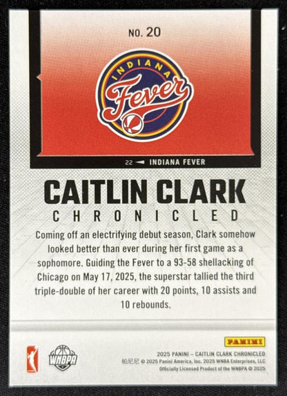 Caitlin Clark 2025 Panini Chronicled WNBA Fever 20 Sports Trading Card